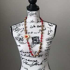 Marc By Marc Jacobs Necklace Red Enamel Flower